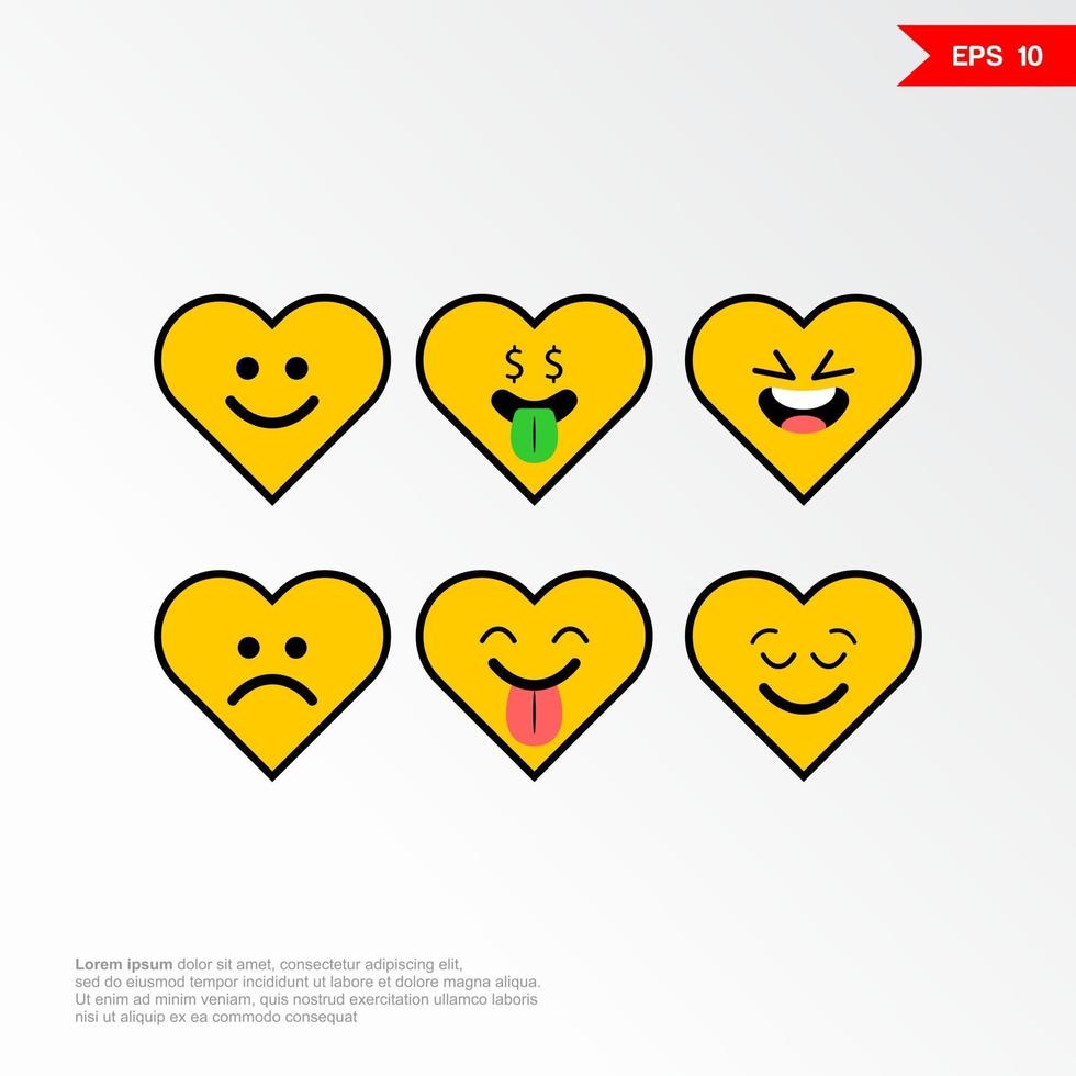 ensemble d'icônes de concept amour emoji avec différentes émotions vector illustration 5