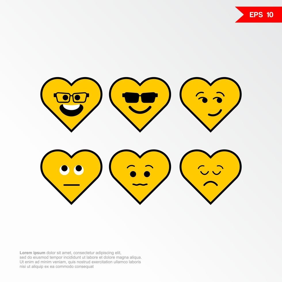 ensemble d'icônes de concept amour emoji avec différentes émotions vector illustration 2