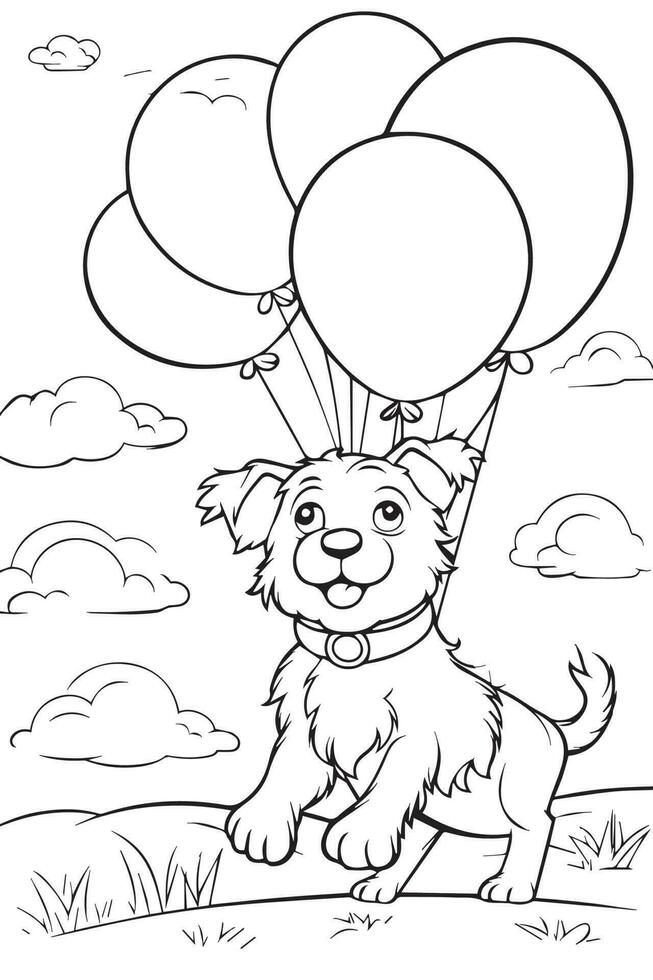chien coloration page, chien personnage pour coloration livre vecteur