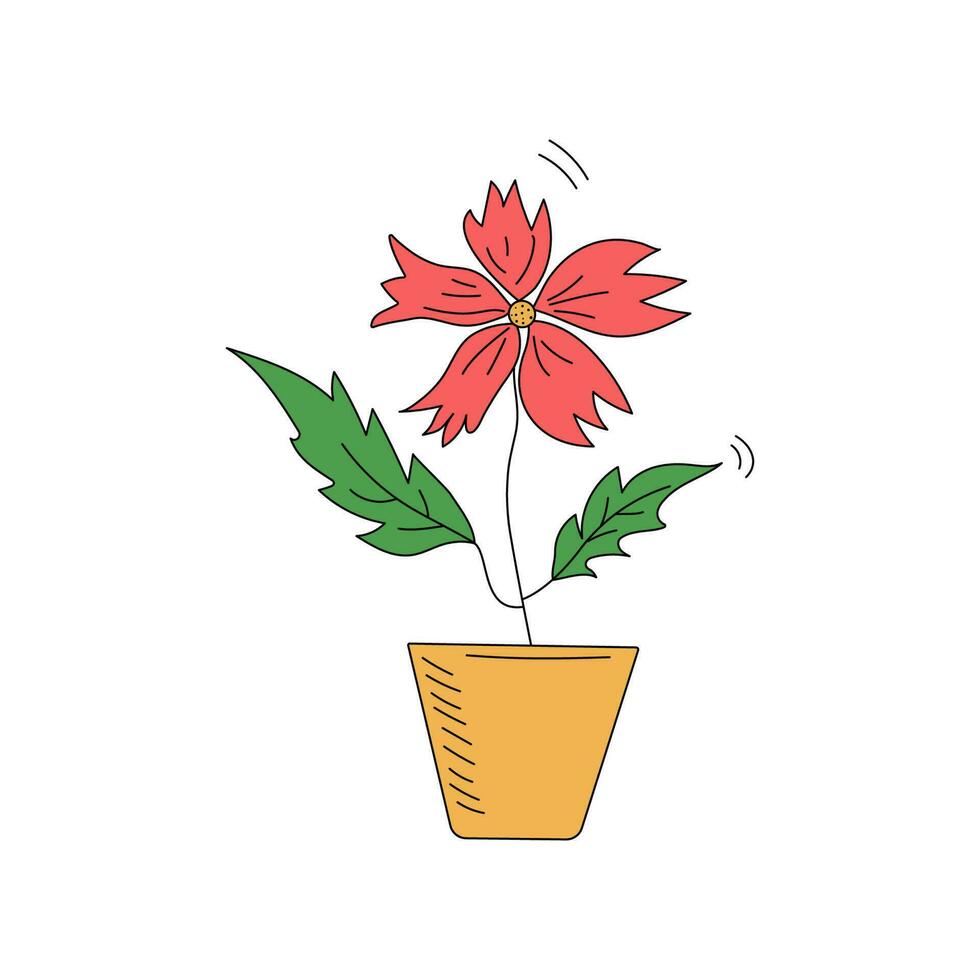 une plante d'appartement. mis en pot plante dans une griffonnage style. fleur se soucier. vecteur graphique.