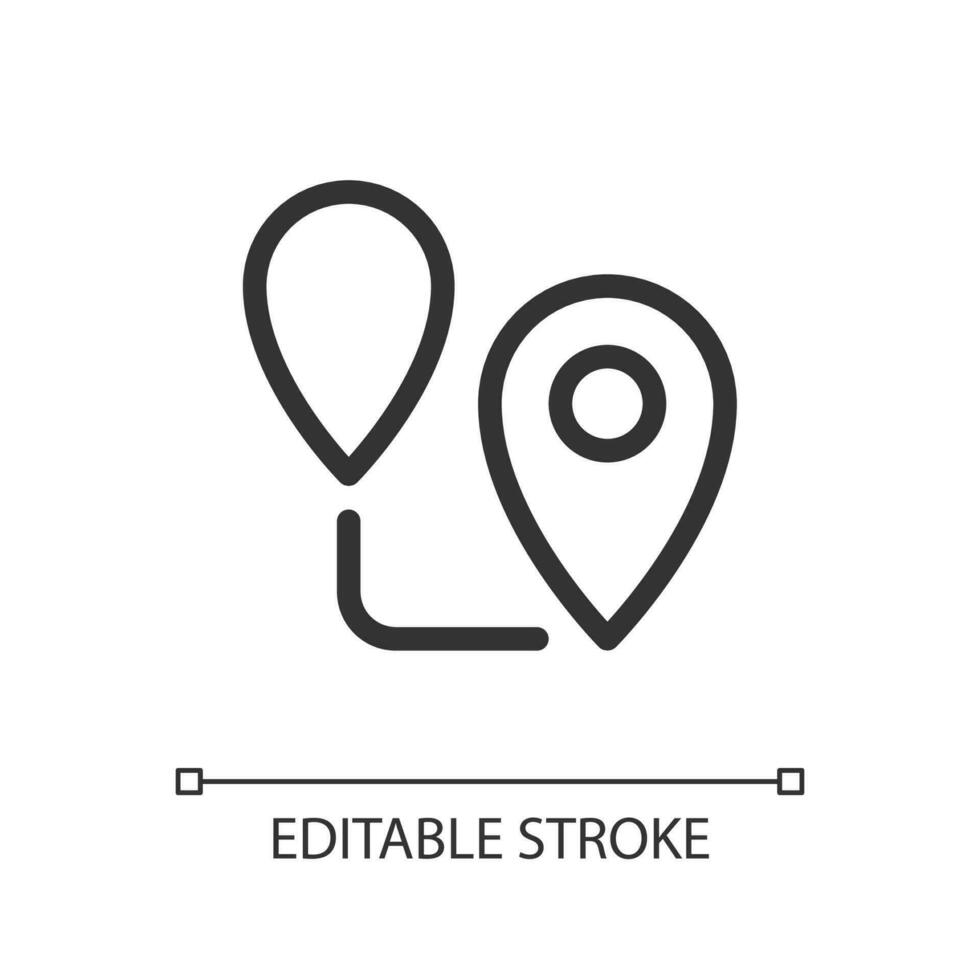 Planification route pixel parfait linéaire ui icône. GPS la navigation. distance. bouge toi à emplacement. interface graphique, ux conception. contour isolé utilisateur interface élément pour app et la toile. modifiable accident vasculaire cérébral vecteur