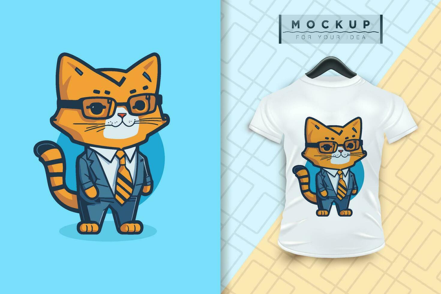 une chat portant une uniforme comme un Bureau ouvrier et une homme d'affaire dans plat dessin animé personnage conception vecteur