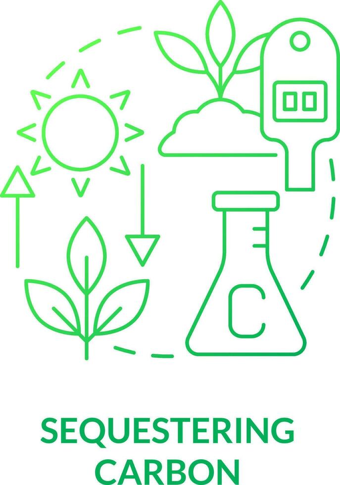 séquestrer carbone vert pente concept icône. réduire CO2 pollution. net zéro stratégie abstrait idée mince ligne illustration. isolé contour dessin vecteur