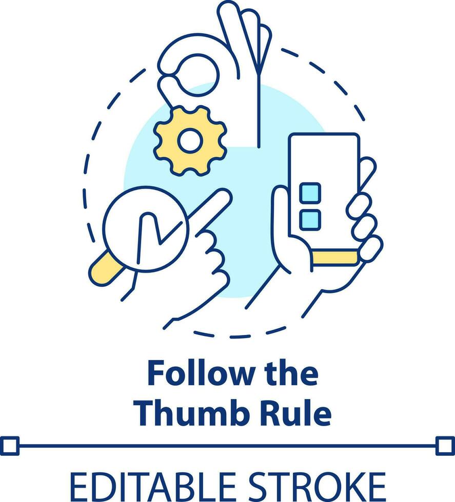 suivre pouce règle concept icône. écran accessible zone. mobile site Internet développement abstrait idée mince ligne illustration. isolé contour dessin. modifiable accident vasculaire cérébral vecteur