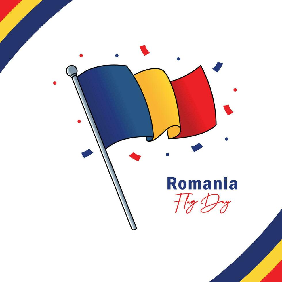 Roumanie drapeau. le nationale drapeau sur une pôle. indépendance journée ou nationale journée vacances concept vecteur