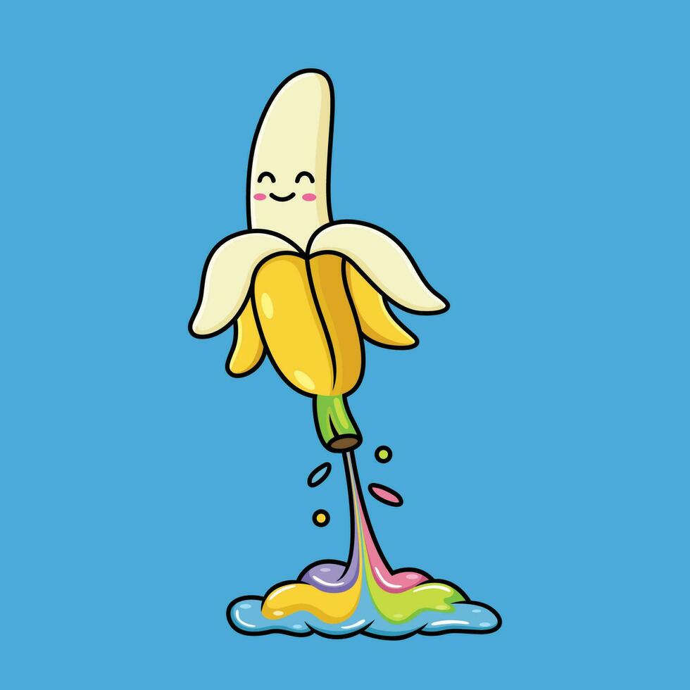 banane dessin animé est en volant avec une marrant expression vecteur