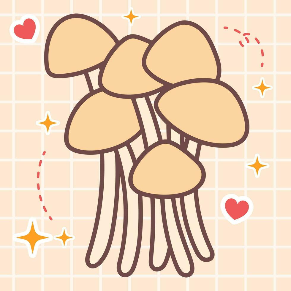 mignonne dessin animé blanc champignon chaud pot kawaii nourriture avec Japon style anime manga illustration vecteur