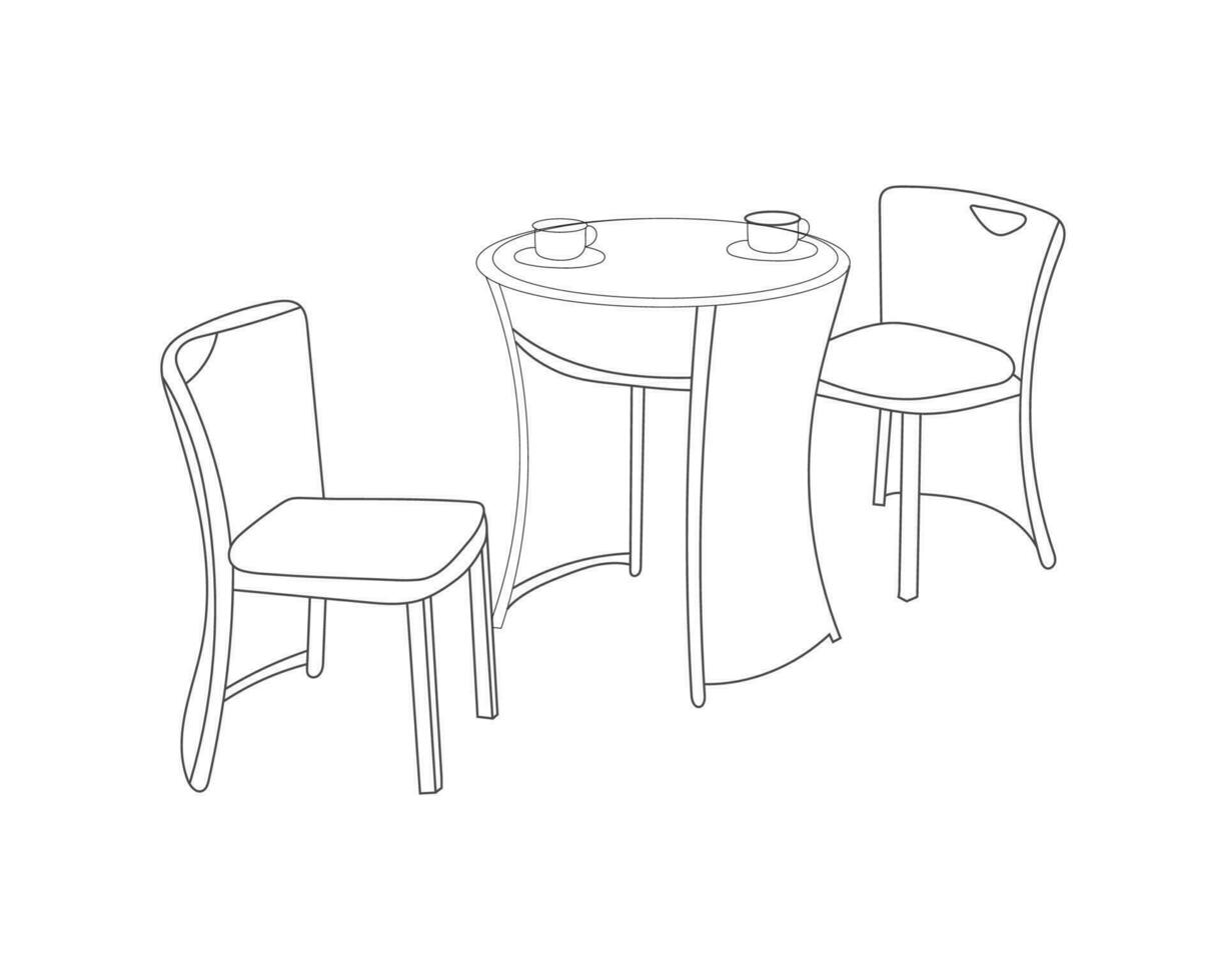 en bois restaurant chaises avec table ensemble dans moderne intérieur avec blanc Contexte vecteur