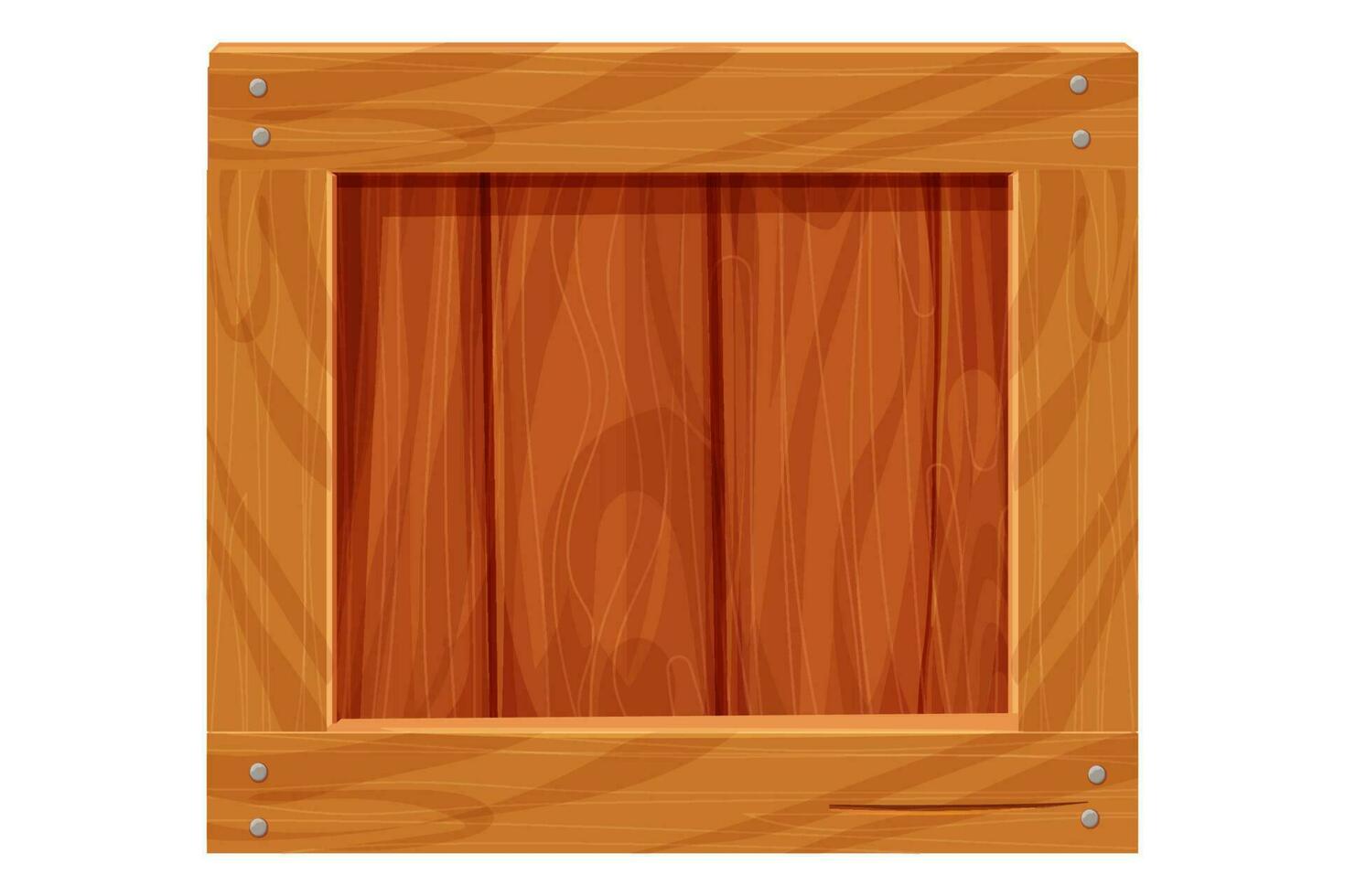 en bois boîte, livraison récipient dans dessin animé style, Jeu atout isolé sur blanc Contexte. bois emballage, ouvert texturé. vecteur illustration