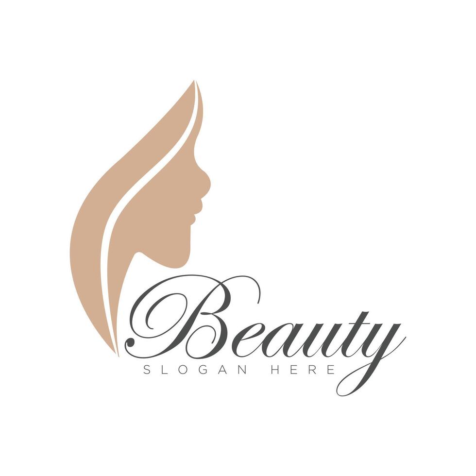 eps10 vecteur beauté salon ou cosmétique logo conception modèle. femmes côté visage ou mode symbole isolé sur blanc Contexte