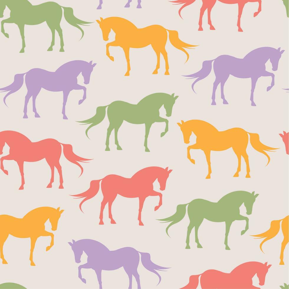 branché sans couture modèle avec coloré silhouettes de les chevaux. moderne illustration. magnifique conception pour emballage papier, textile, la toile. vecteur