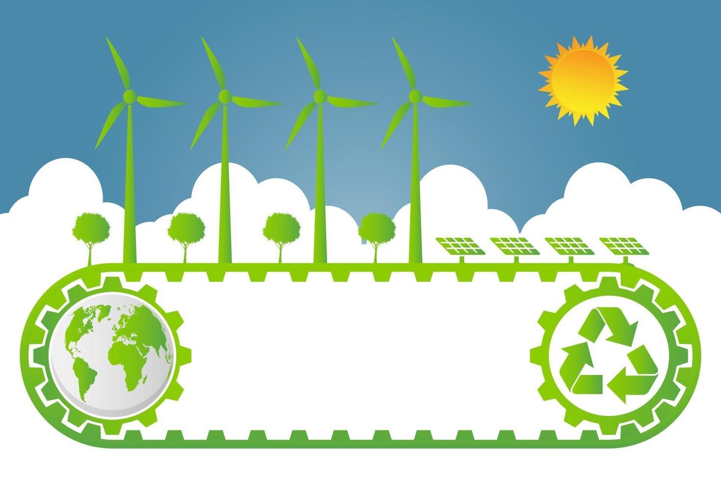 concept d'engrenage d'écologie et développement énergétique durable environnemental vecteur