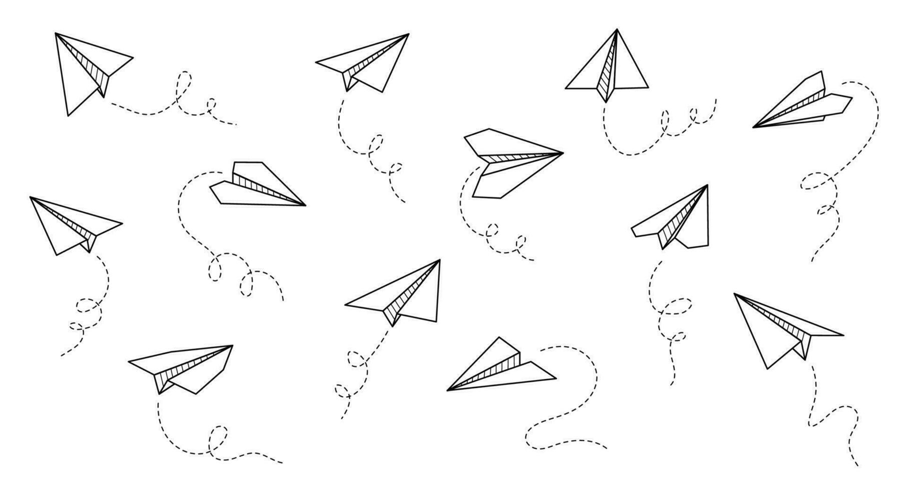 papier avion vecteur icône. griffonnage contour