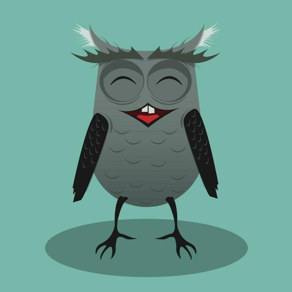 mignonne content bébé hibou mascotte kawaii dessin animé oiseau illustration vecteur