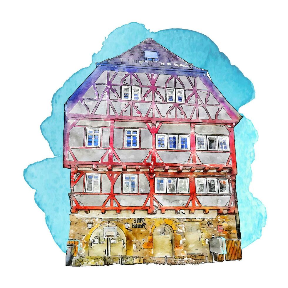 Léonberg Allemagne aquarelle main tiré illustration isolé sur blanc Contexte vecteur