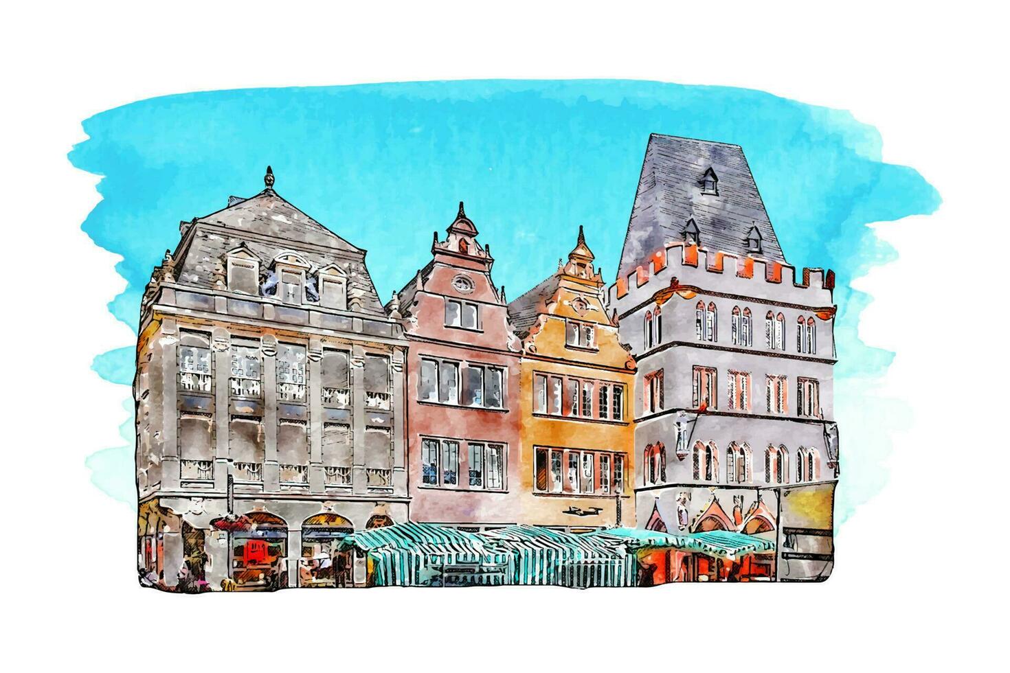 trier Allemagne aquarelle main tiré illustration isolé sur blanc Contexte vecteur