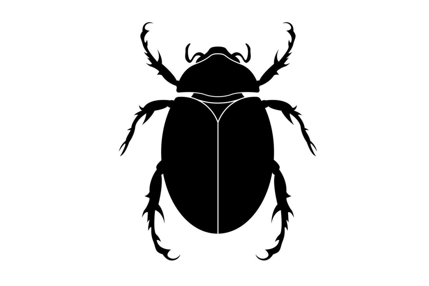 noir silhouette de une scarabée scarabée, vecteur insecte isolé sur une blanc Contexte