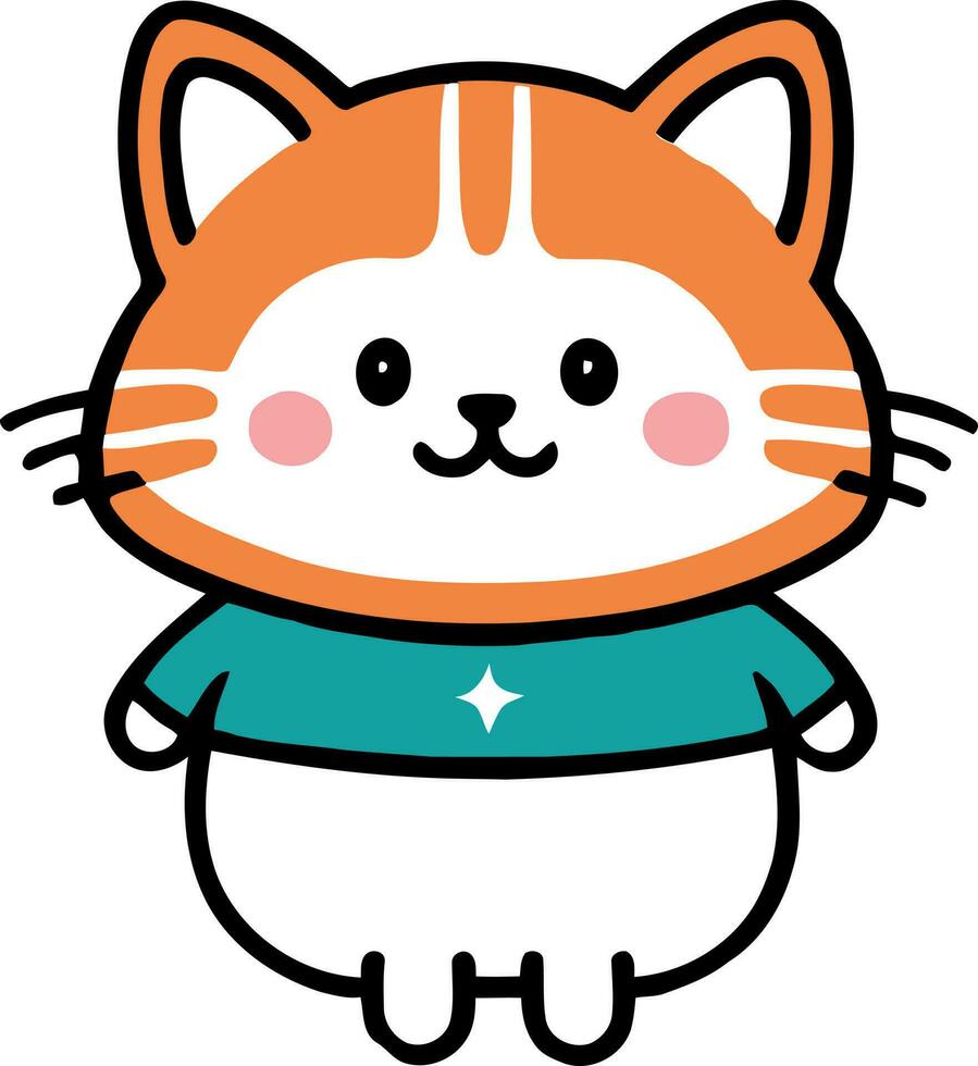 marrant chat et adorable chaton personnage vecteur conception avec plat Couleur dans blanc Contexte adapté pour autocollant, dessin animé et impression conception.
