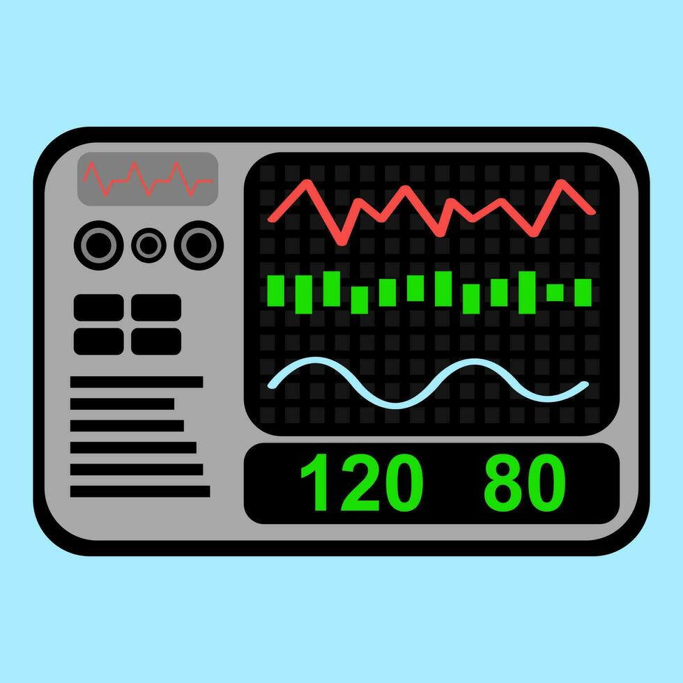 médical cardiogramme, ECG, vital signe moniteur dans plat vecteur