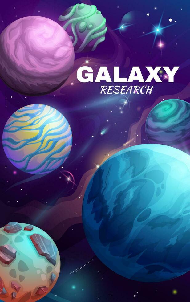 dessin animé galaxie espace planètes affiche vecteur carte