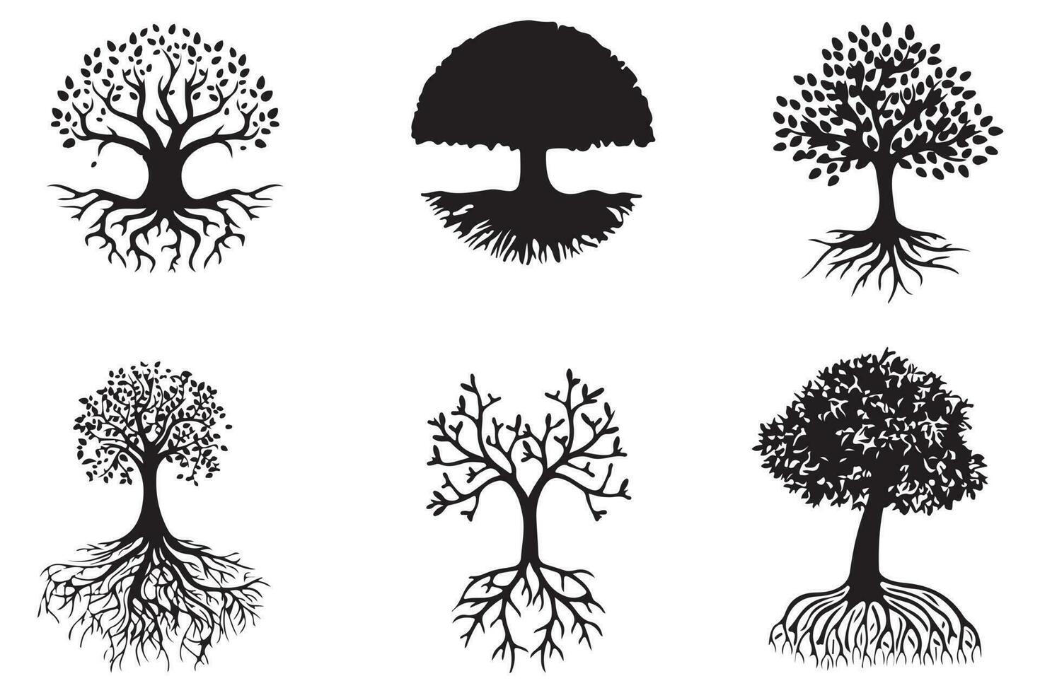 mort et sec arbre silhouettes collection ensemble illustration vecteur art conception