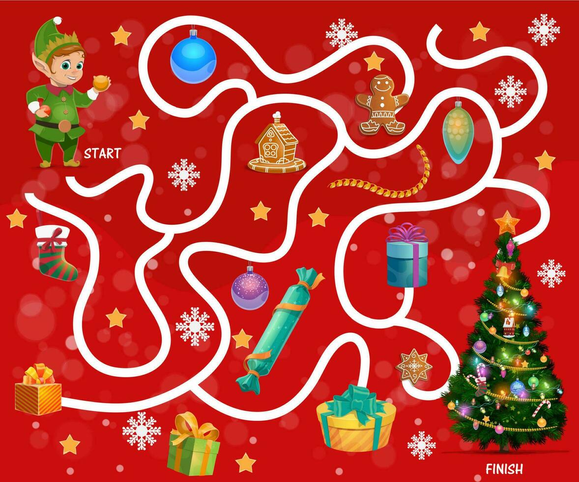 enfant trouver façon Labyrinthe avec Noël cadeau et bonbons vecteur