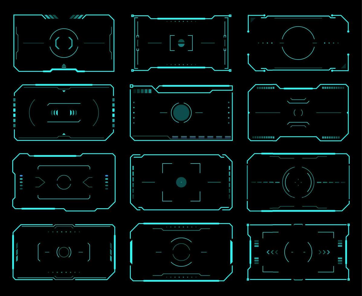 hud cible cadres objectif contrôle, ski Fi ui interface vecteur