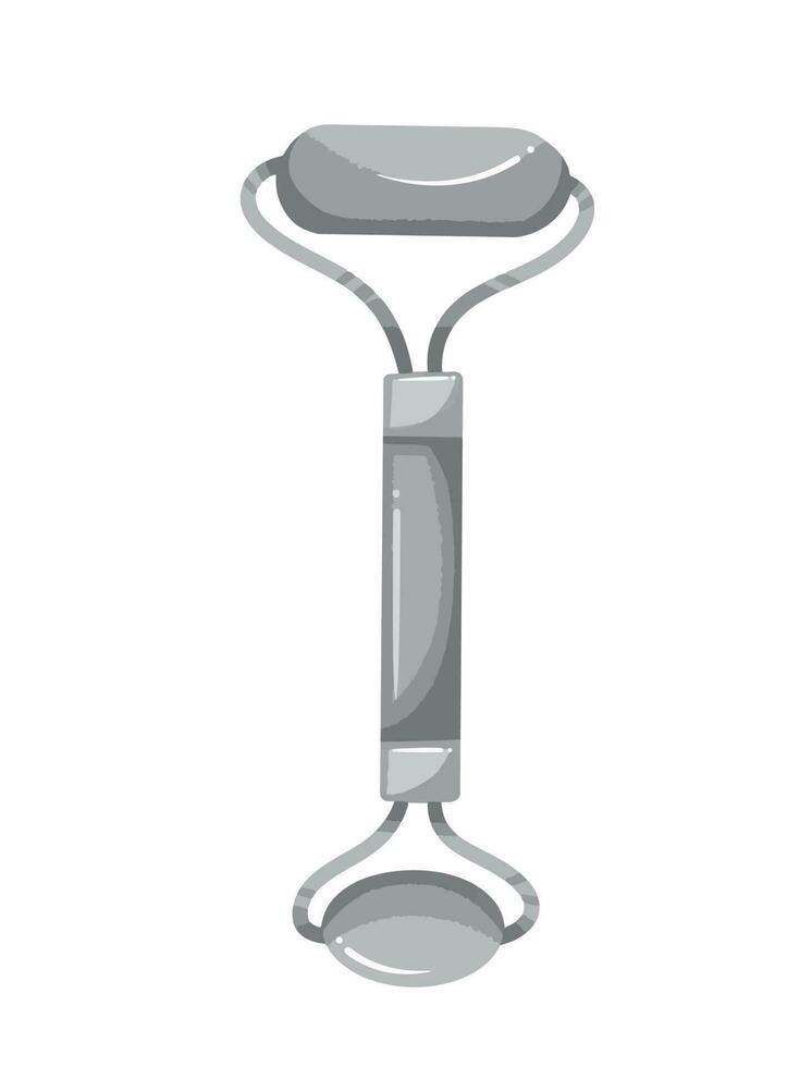 niveaux de gris monochrome jade visage rouleau masseur outil vecteur illustration isolé sur verticale blanc Contexte. Facile plat art stylé dessin animé jade rouleau.