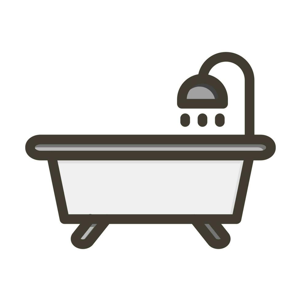 une baignoire baignoire vecteur épais ligne rempli couleurs icône conception