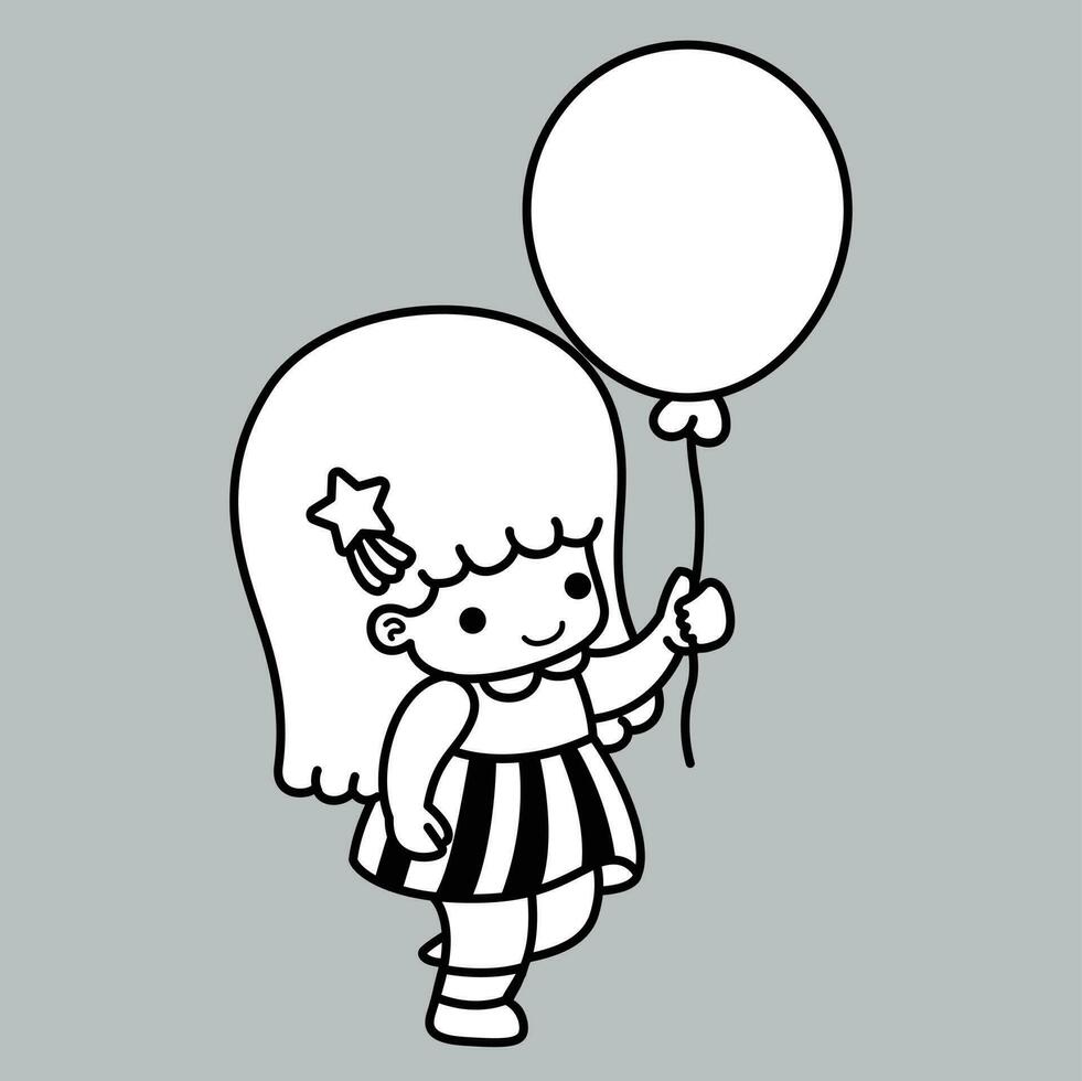 peu fille en portant ballon vecteur