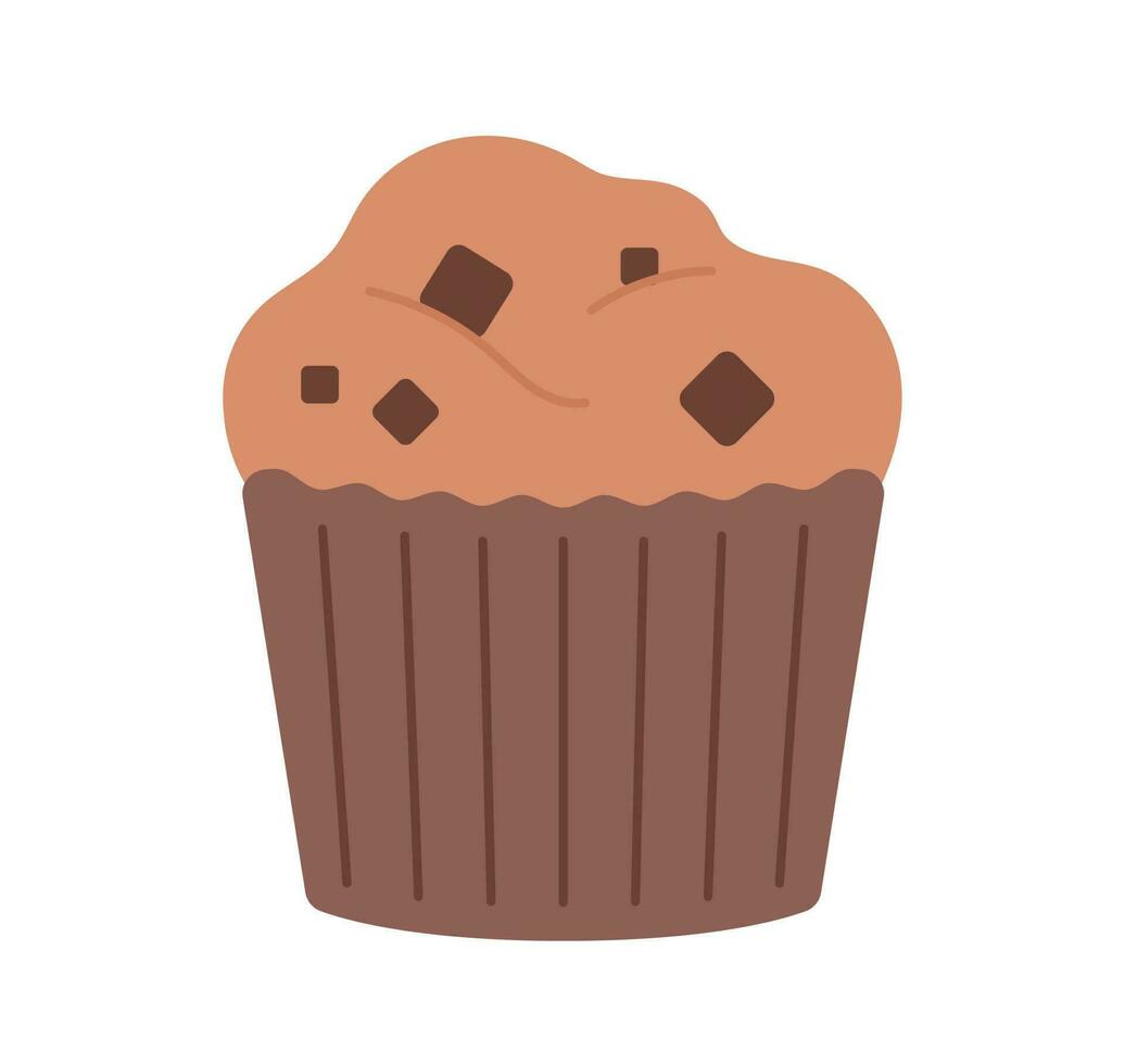 Chocolat sucré aliments. muffin. Facile vecteur illustration.