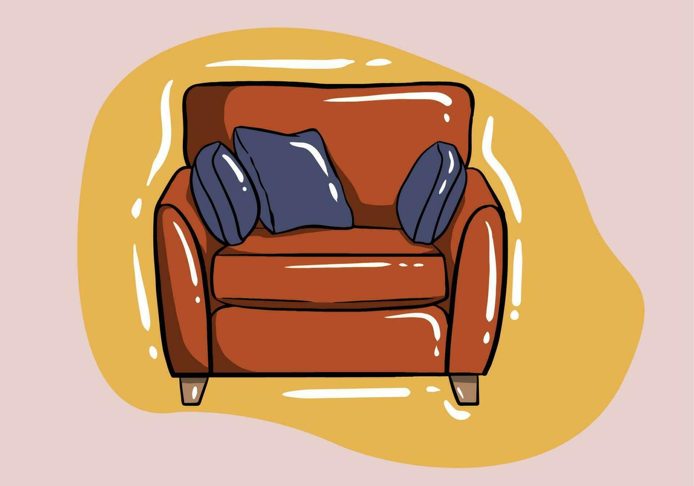 classique confortable rouge fauteuil pour vivant pièce ou chambre isolé sur Contexte. meubles dessin animé vecteur illustration.