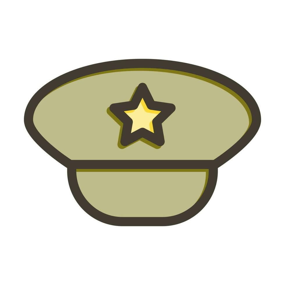 militaire chapeau vecteur épais ligne rempli couleurs icône conception