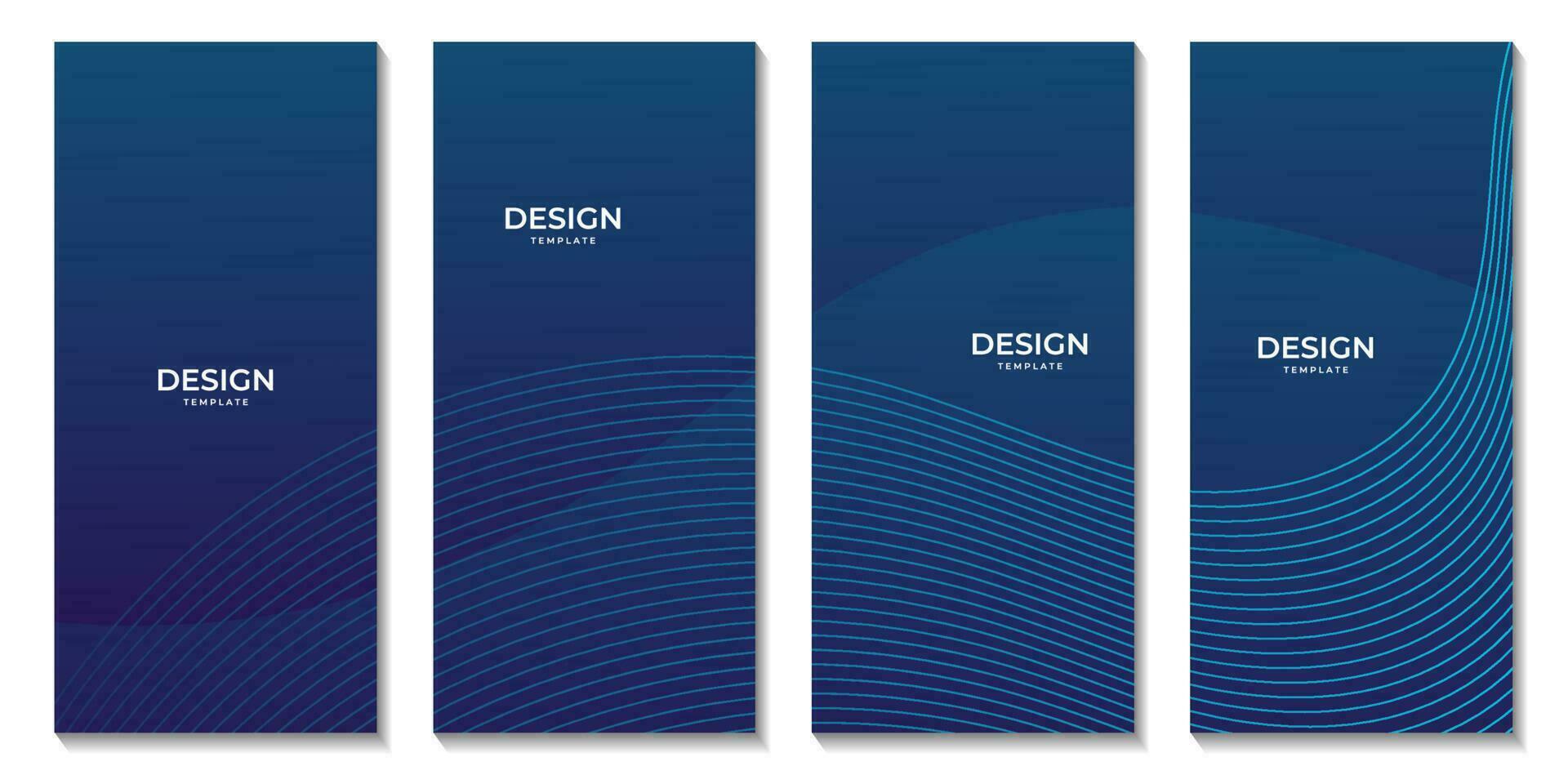 ensemble de brochures avec foncé bleu vague Contexte vecteur illustration