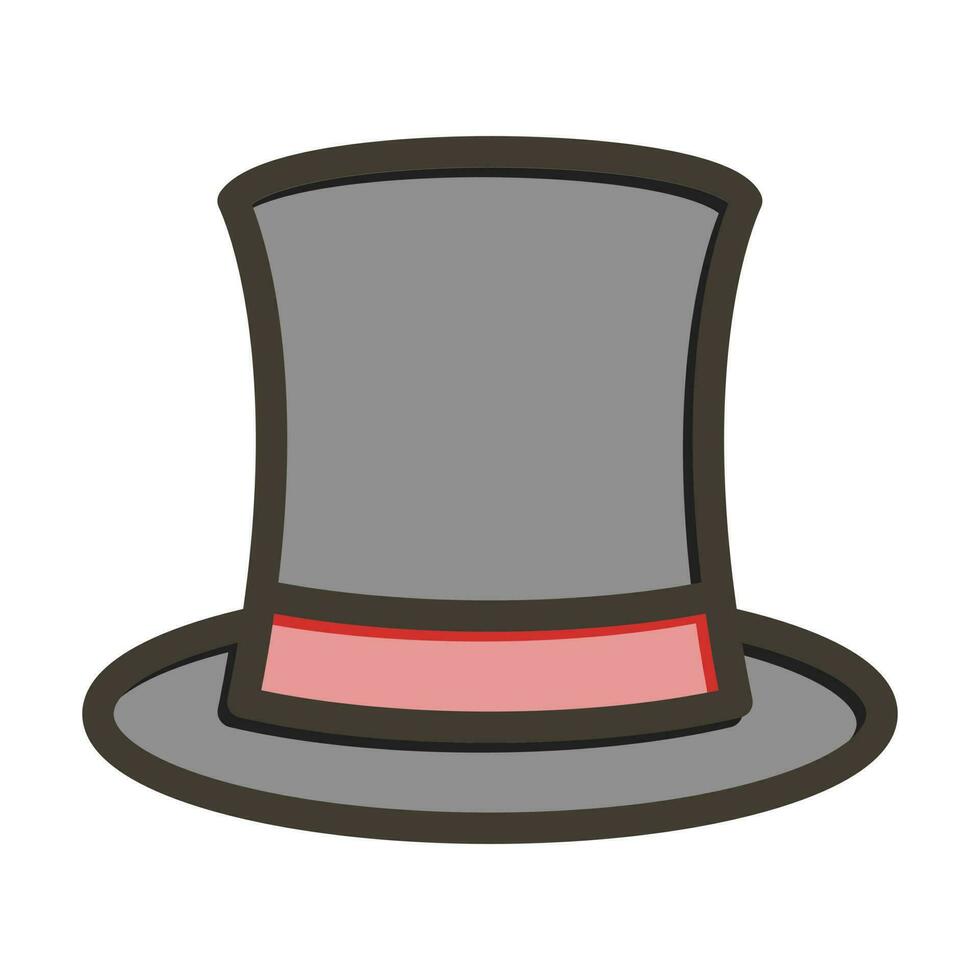 Haut chapeau vecteur épais ligne rempli couleurs icône conception