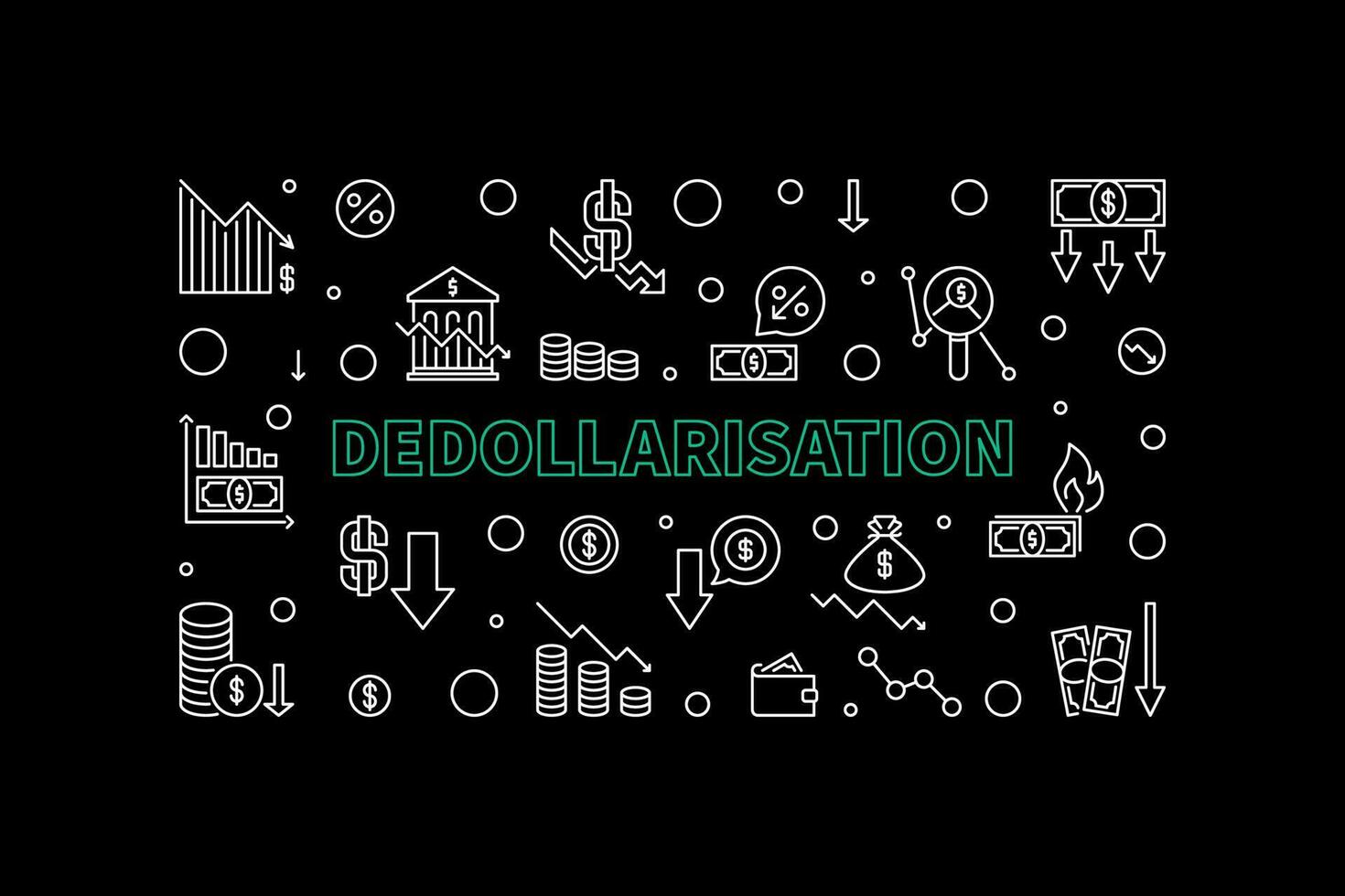 dédollarisation vecteur horizontal bannière - monde économie USD dollar dédollarisation illustration