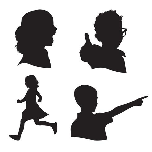 silhouettes d'enfants vecteur