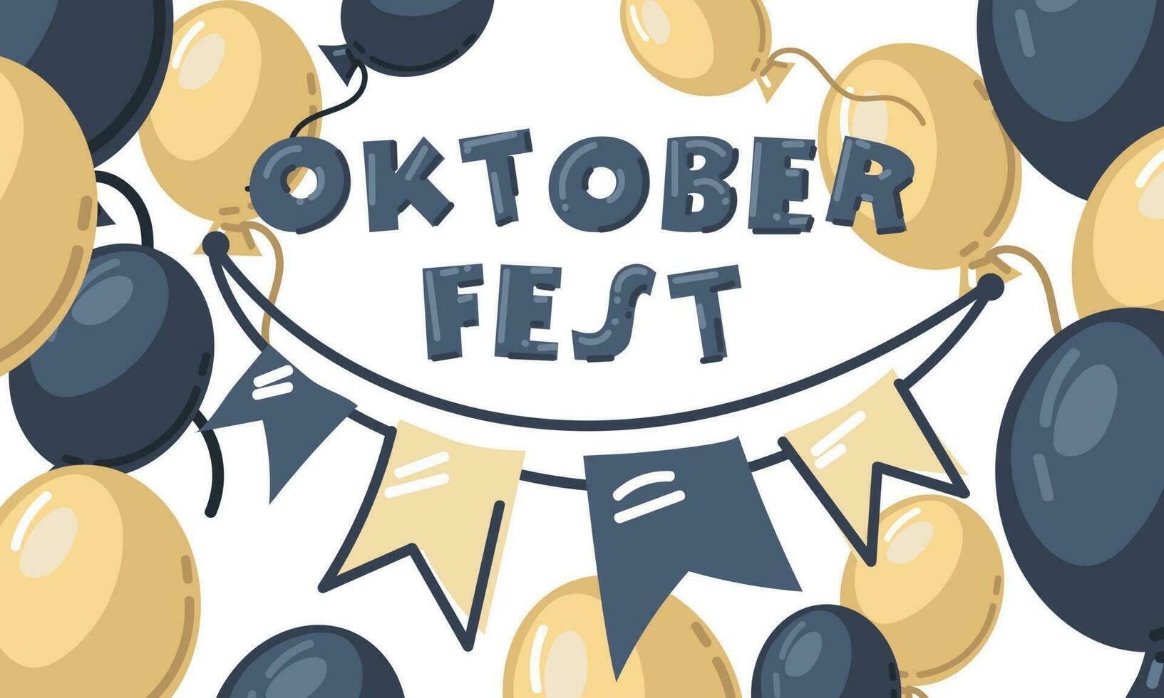 oktoberfest est une allemand Bière Festival dans bovaire. le Nom avec une étendue de drapeaux et des ballons. impression sur textiles et papier, une une variante de une bannière, un invitation. Bière Festival invite vecteur