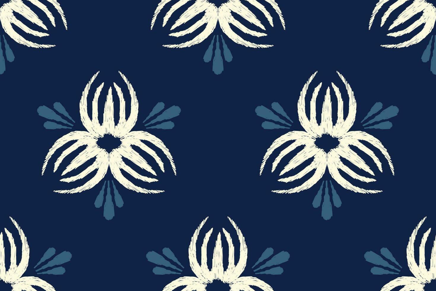 ikat floral paisley broderie sur marine bleu background.ikat ethnique Oriental sans couture modèle traditionnel.aztèque style abstrait vecteur illustration.design pour texture,tissu,habillement,emballage,décoration