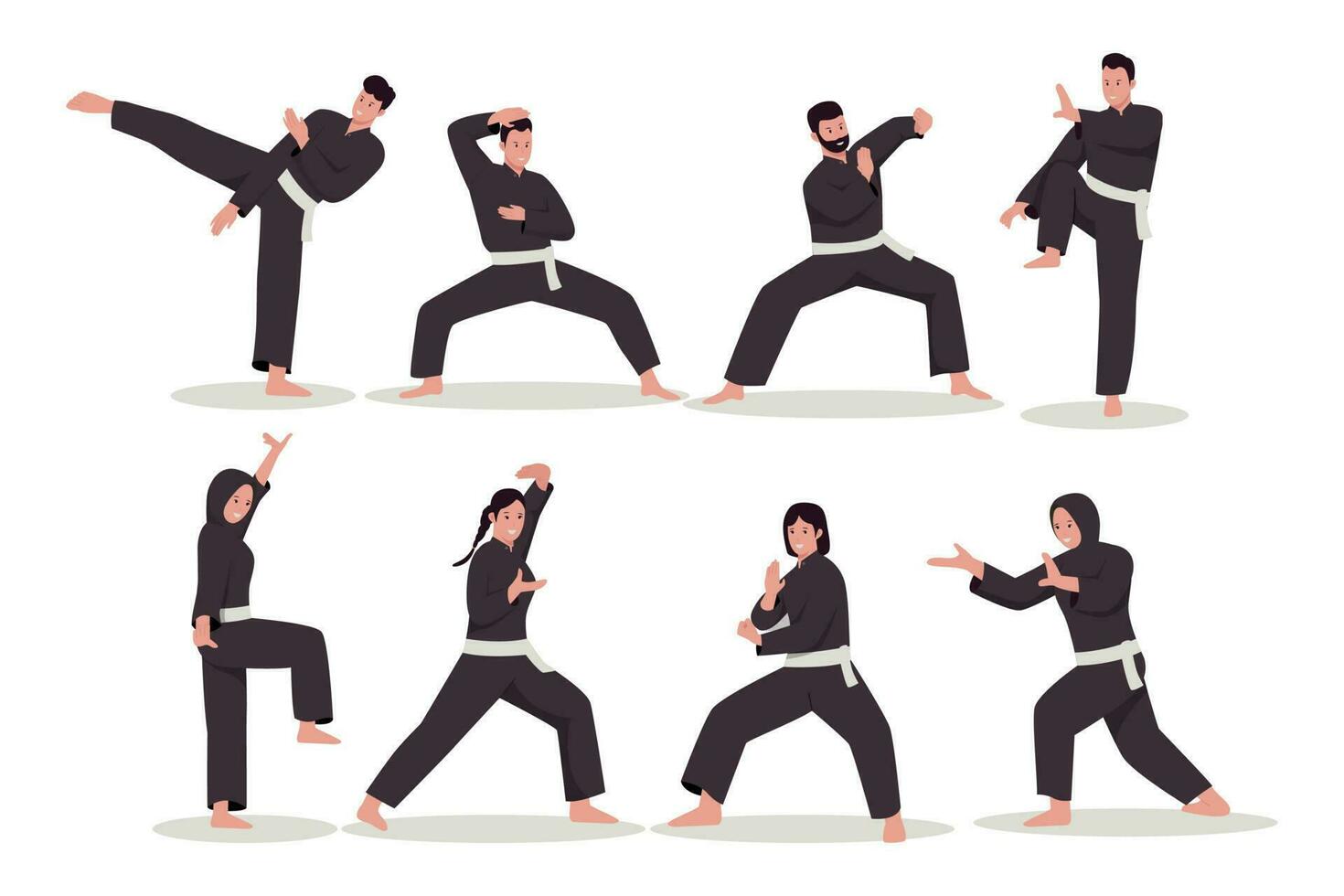 martial art gens vecteur illustration ensemble