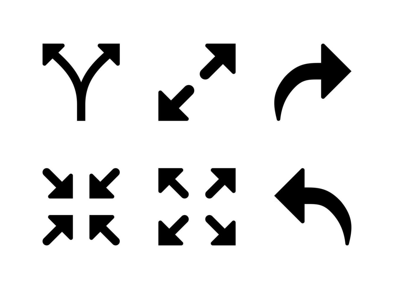 ensemble simple d'icônes solides vectorielles liées aux flèches vecteur