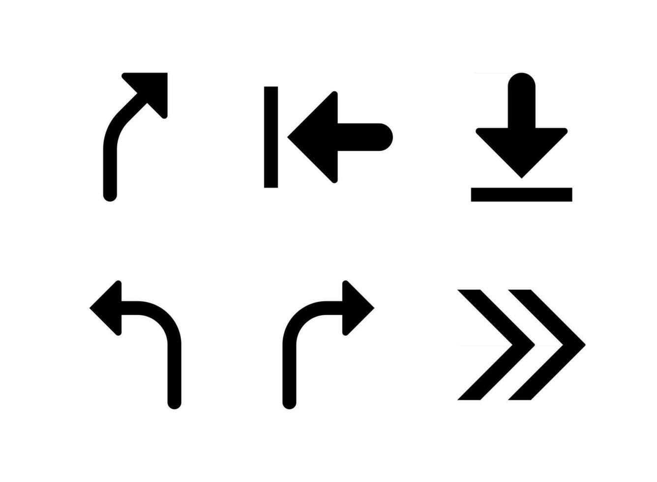 ensemble simple d'icônes solides vectorielles liées aux flèches vecteur