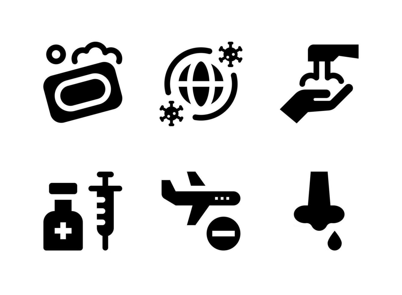 ensemble simple d'icônes solides vectorielles liées au coronavirus vecteur