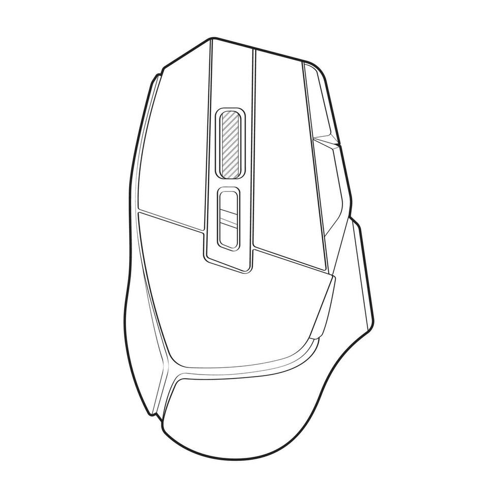 ordinateur Souris contour dessin vecteur, ordinateur Souris dans une esquisser style, ordinateur Souris formation modèle contour, vecteur illustration.