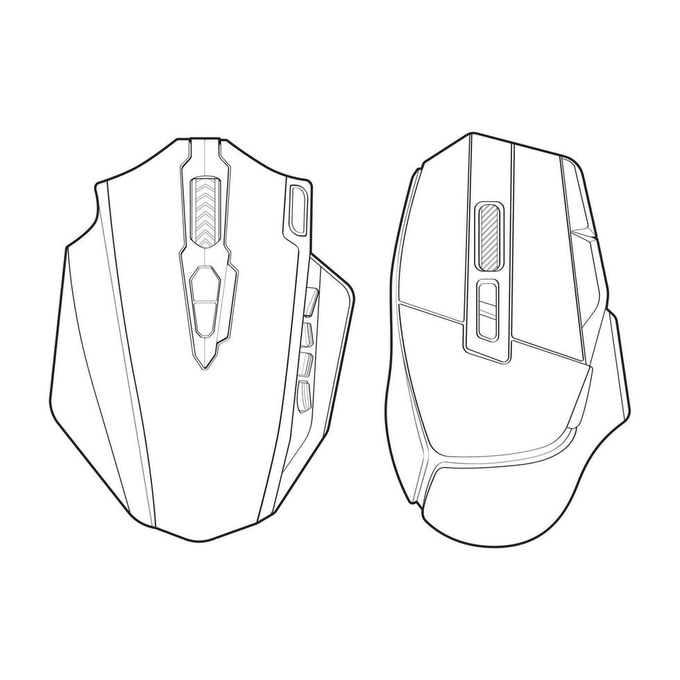 ensemble de ordinateur Souris contour dessin vecteur, ordinateur Souris dans une esquisser style, ordinateur Souris formation modèle contour, vecteur illustration.