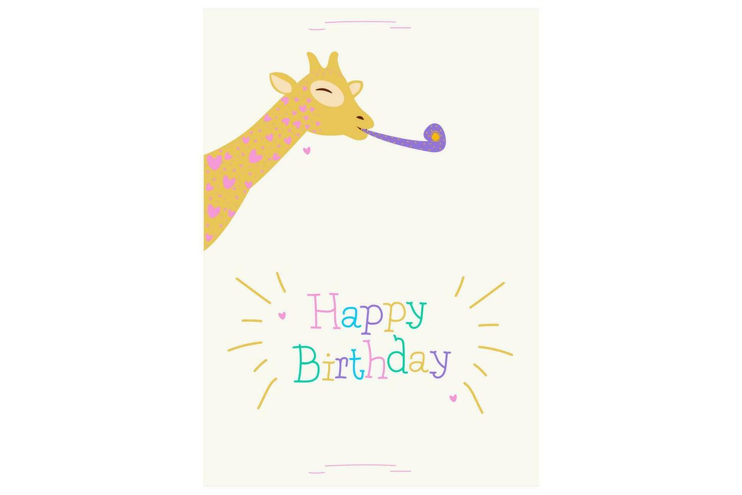 content anniversaire salutation carte. marrant girafe. avec le une inscription content anniversaire vecteur