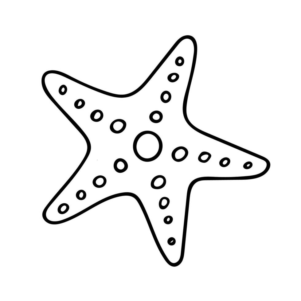 griffonnage de étoile de mer isolé sur blanc Contexte. main tiré vecteur illustration de habitants de le sous-marin monde. conception de des gamins tatouage ou coloration livre.