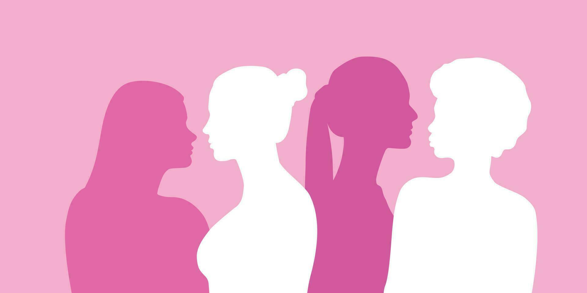 la diversité de femme silhouette dans rose vecteur