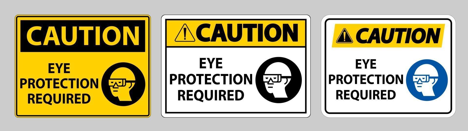 Attention, signe de protection oculaire requise sur fond blanc vecteur