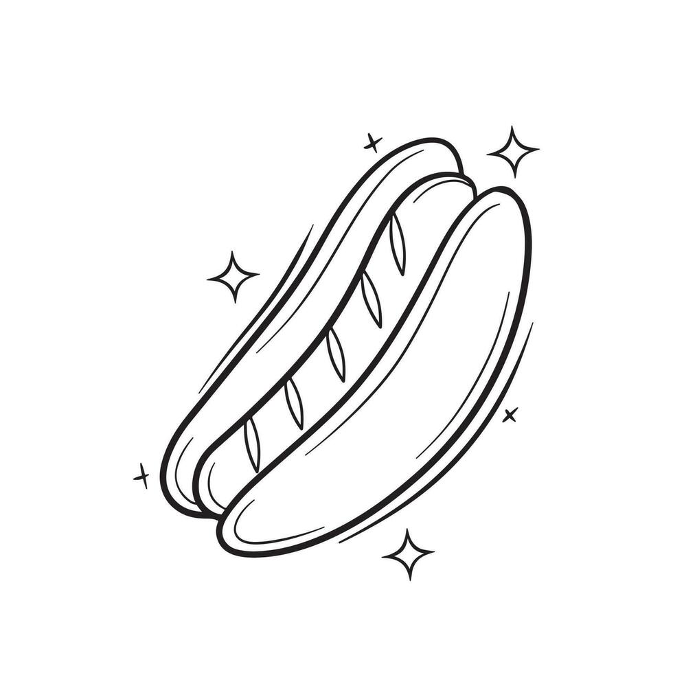 main tiré Hot-dog. griffonnage vecteur esquisser illustration